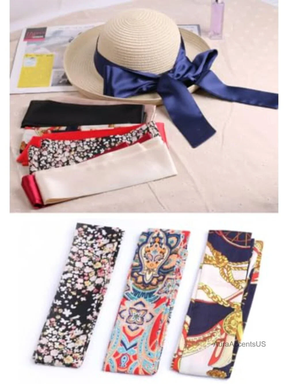 Women Skinny Scarf Belt Satin Ribbon Sash Necktie Long Neck Scarf Lightweight